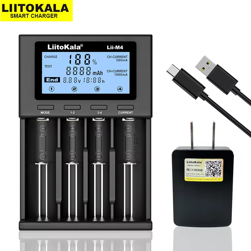 Lii-M4 18650 Charger LCD Display Universal Smart Charger Test Capacity 26650 186