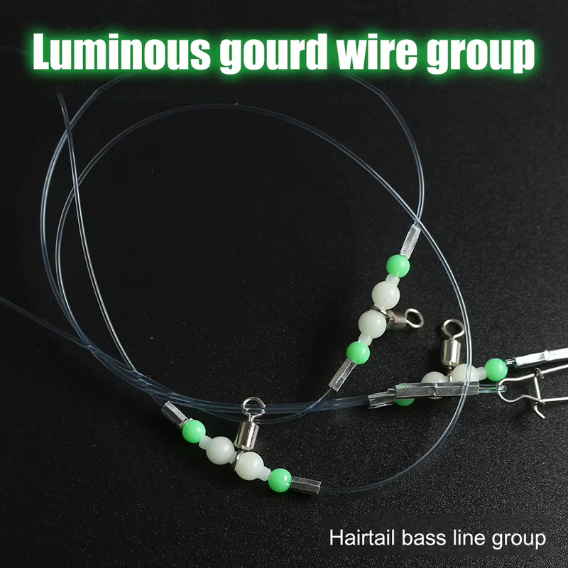 Night Glow Fishing Leaders Luminous Fish Wire Leaders with Swivels and Snaps 360