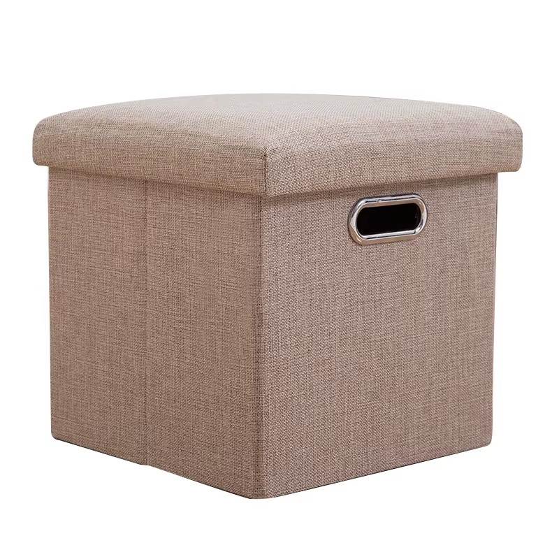 Folding Storage Ottoman Cube Chest Seat with Sponge Lid 11.81X11.81X11.81Inch Fo