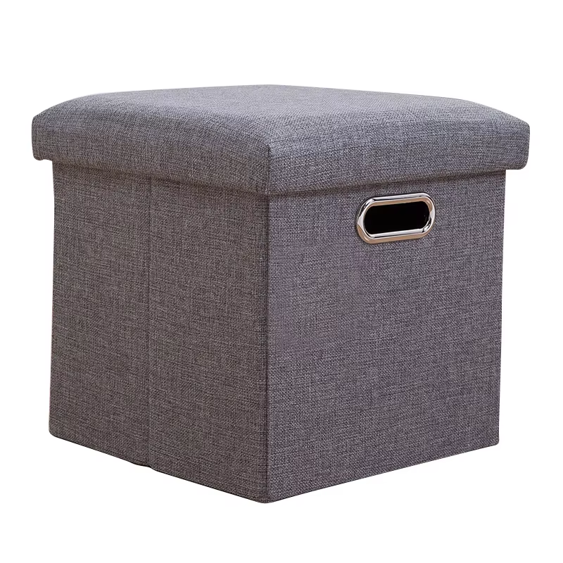 Folding Storage Ottoman Cube Chest Seat with Sponge Lid 11.81X11.81X11.81Inch Fo