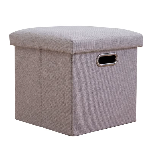 Folding Storage Ottoman Cube Chest Seat with Sponge Lid 11.81X11.81X11.81Inch Fo