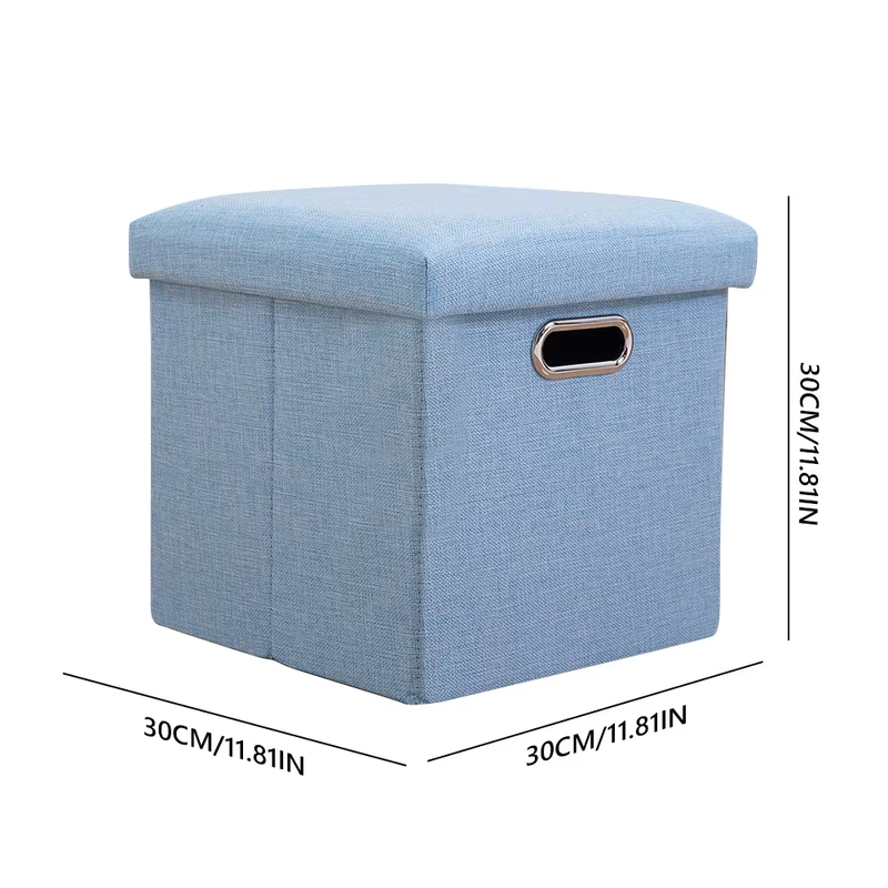 Folding Storage Ottoman Cube Chest Seat with Sponge Lid 11.81X11.81X11.81Inch Fo