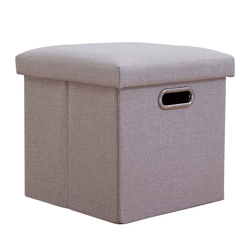Folding Storage Ottoman Cube Chest Seat with Sponge Lid 11.81X11.81X11.81Inch Fo