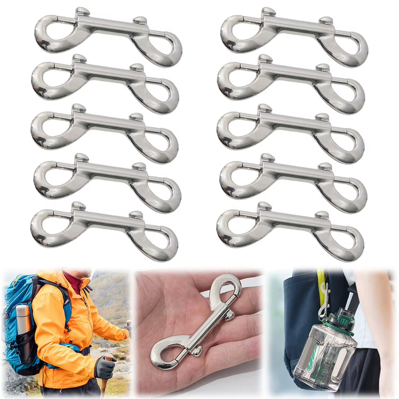 10Pcs Scuba Diving Double End Bolt Snap Hook Clips 316 Stainless Steel Trigger S