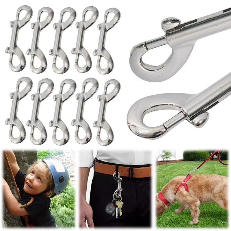 10Pcs Scuba Diving Double End Bolt Snap Hook Clips 316 Stainless Steel Trigger S