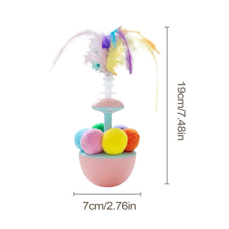 Feather Ball Cat Toy Balance Swing Toys Portable Cat Feather Interactive Self-Pl