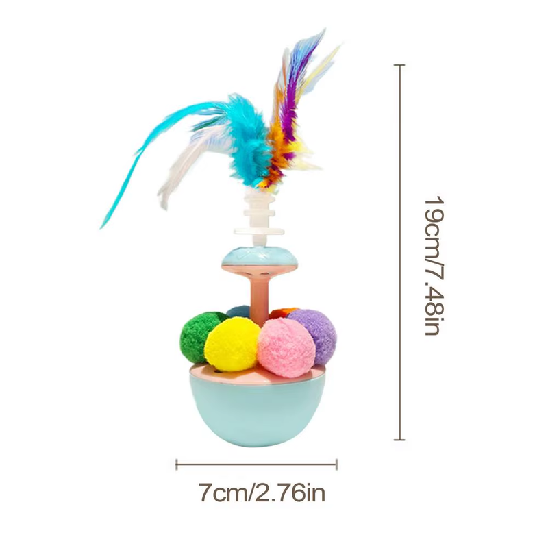 Feather Ball Cat Toy Balance Swing Toys Portable Cat Feather Interactive Self-Pl