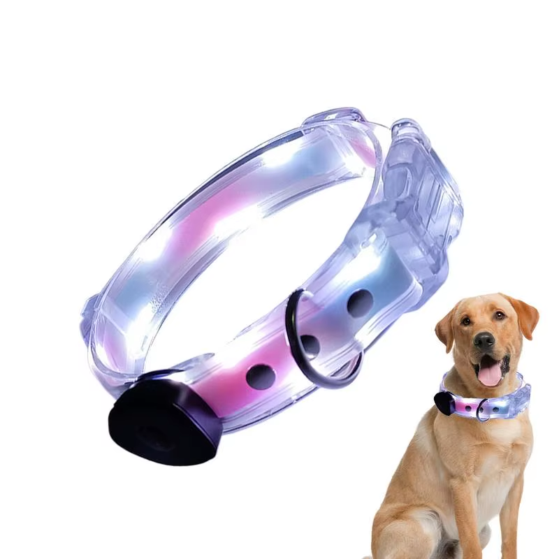 Adjustable Lighted Dog Collar Rechargeable Light up Pet Safety Necklace Glowing