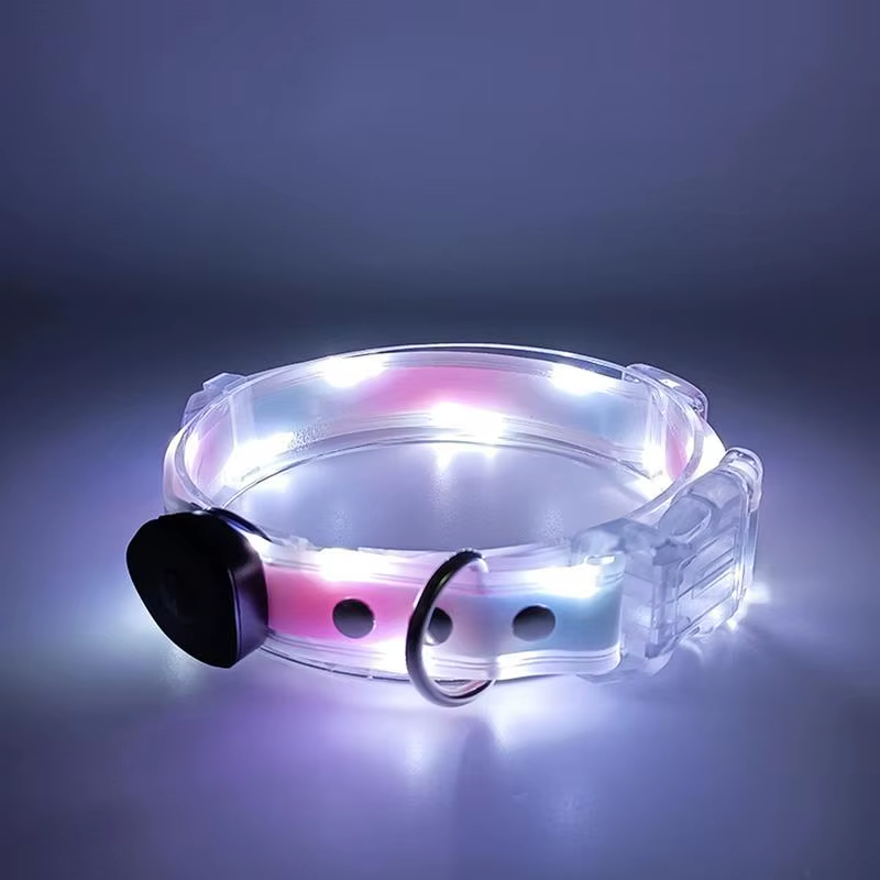 Adjustable Lighted Dog Collar Rechargeable Light up Pet Safety Necklace Glowing