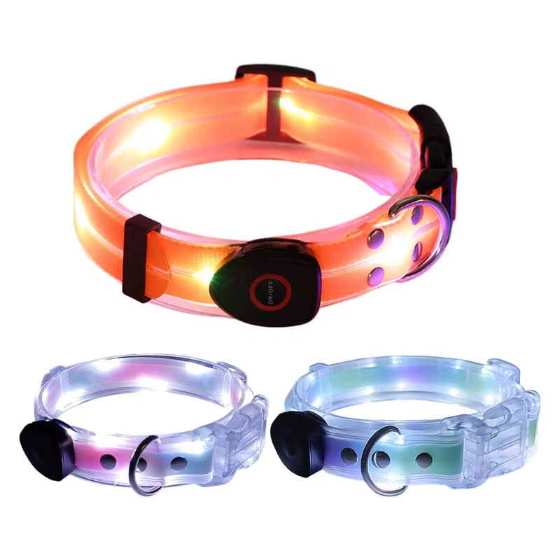 Adjustable Lighted Dog Collar Rechargeable Light up Pet Safety Necklace Glowing