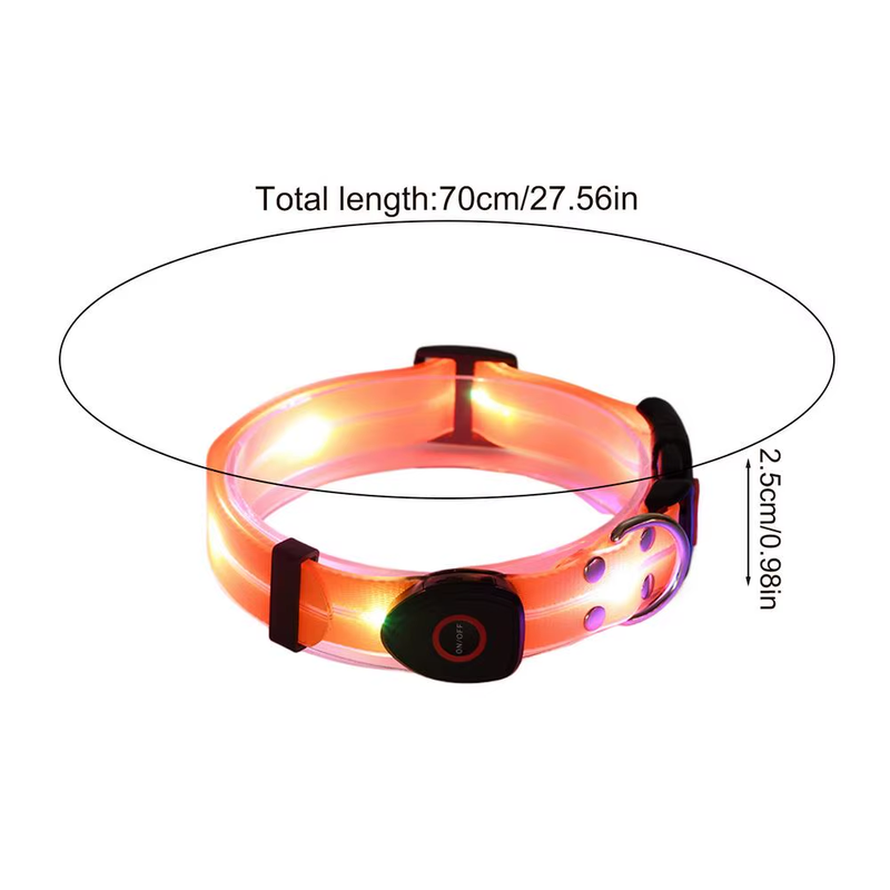 Adjustable Lighted Dog Collar Rechargeable Light up Pet Safety Necklace Glowing