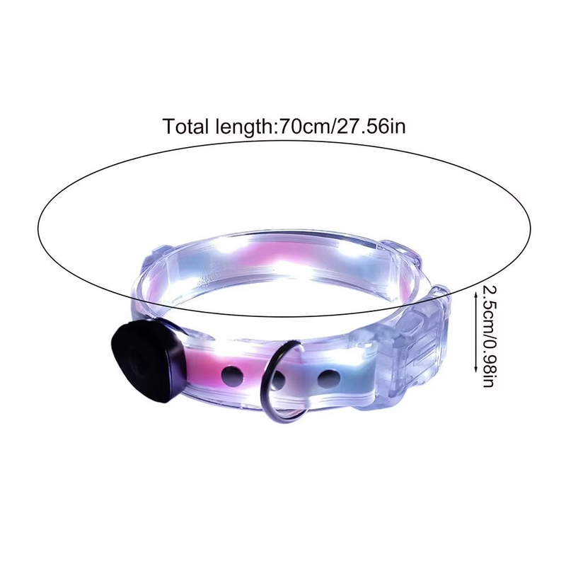 Adjustable Lighted Dog Collar Rechargeable Light up Pet Safety Necklace Glowing