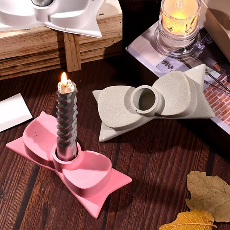 Resin Candlestick Holder Mold Bow Taper Candle Holder Silicone Mold Art Craft De