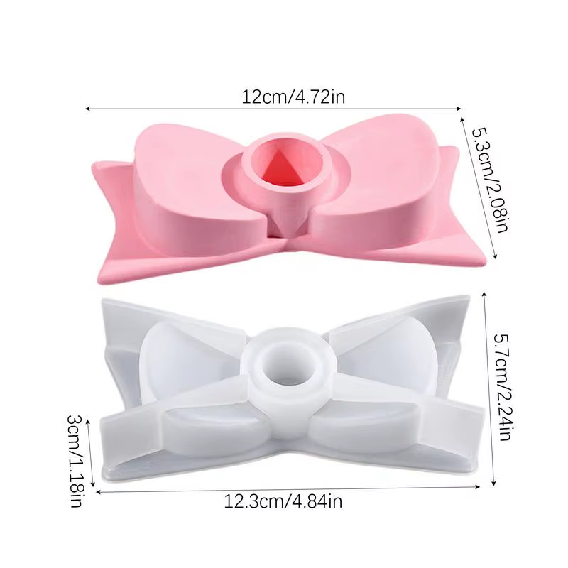 Resin Candlestick Holder Mold Bow Taper Candle Holder Silicone Mold Art Craft De