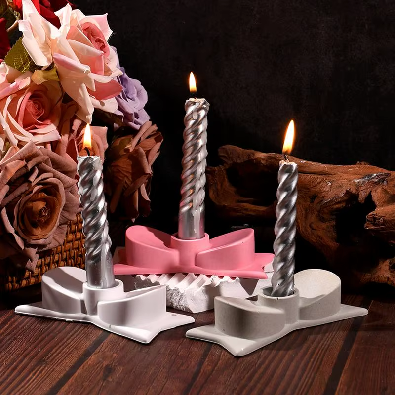 Resin Candlestick Holder Mold Bow Taper Candle Holder Silicone Mold Art Craft De
