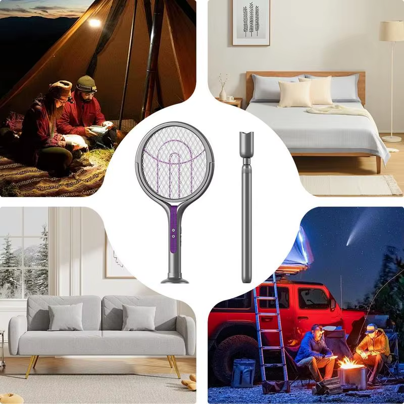 Fly Swatter Racket 2800V Electric Gnats Fly Trap Swatter USB Rechargeable 5-Laye