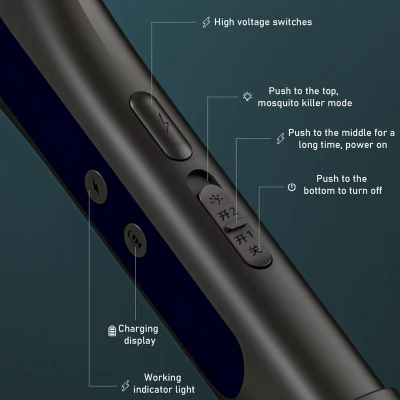 Fly Swatter Racket 2800V Electric Gnats Fly Trap Swatter USB Rechargeable 5-Laye