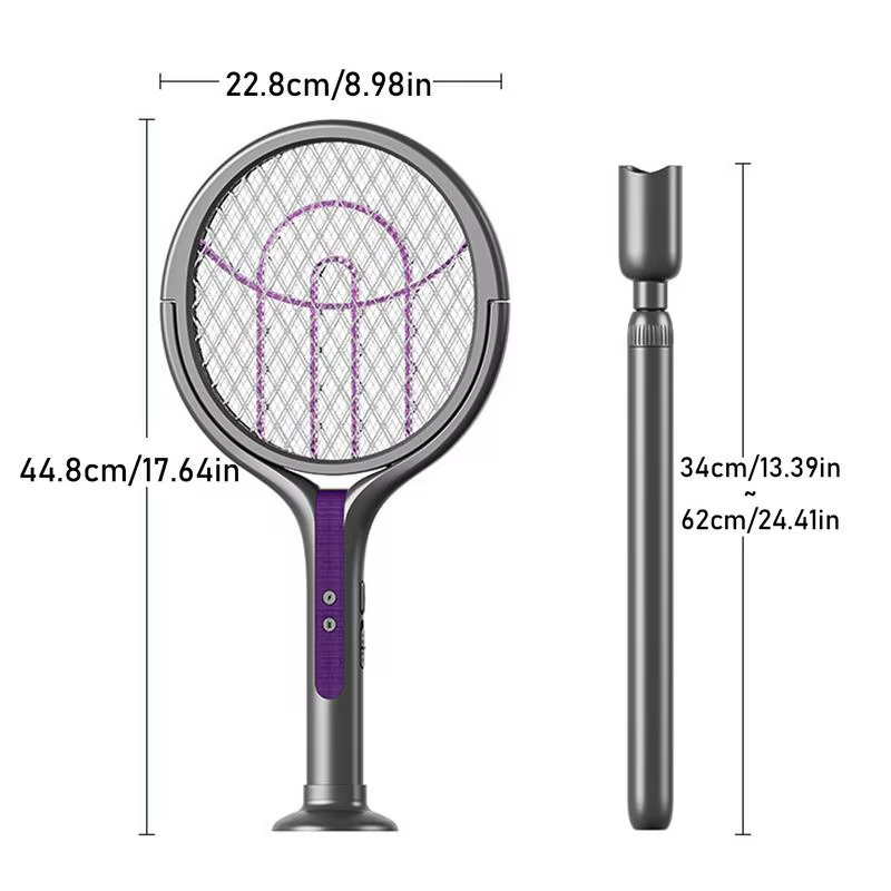 Fly Swatter Racket 2800V Electric Gnats Fly Trap Swatter USB Rechargeable 5-Laye