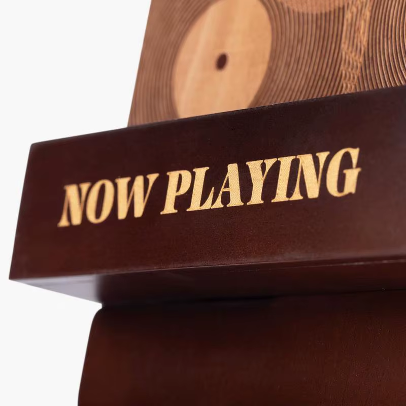Wood Record Holder Now Playing Wood Record Stand Engraved Design Newspaper File