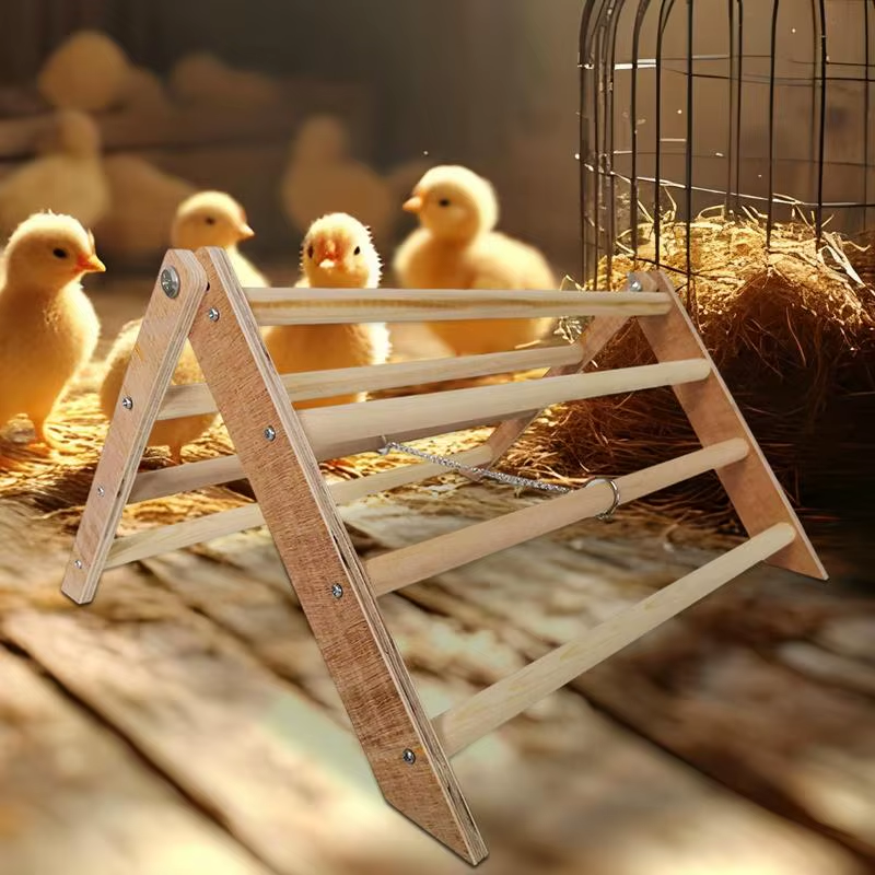 Pet Perch Stand Wood Chicken Standing Toys Interactive Wooden Chick Jungle Gym R