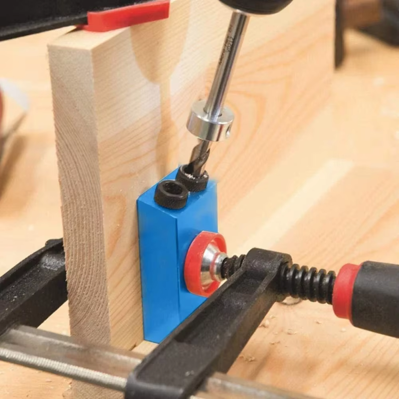 Woodworking Oblique Pocket Hole Locator Jig Kit 15 Degree Angle Drill Guide Set