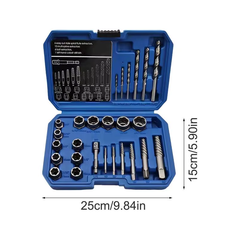 Rusted Damaged Screw Extractor Hand Tools Accessory Bolt Nut Remover 26Pcs/Set C