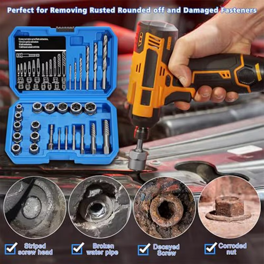 Rusted Damaged Screw Extractor Hand Tools Accessory Bolt Nut Remover 26Pcs/Set C