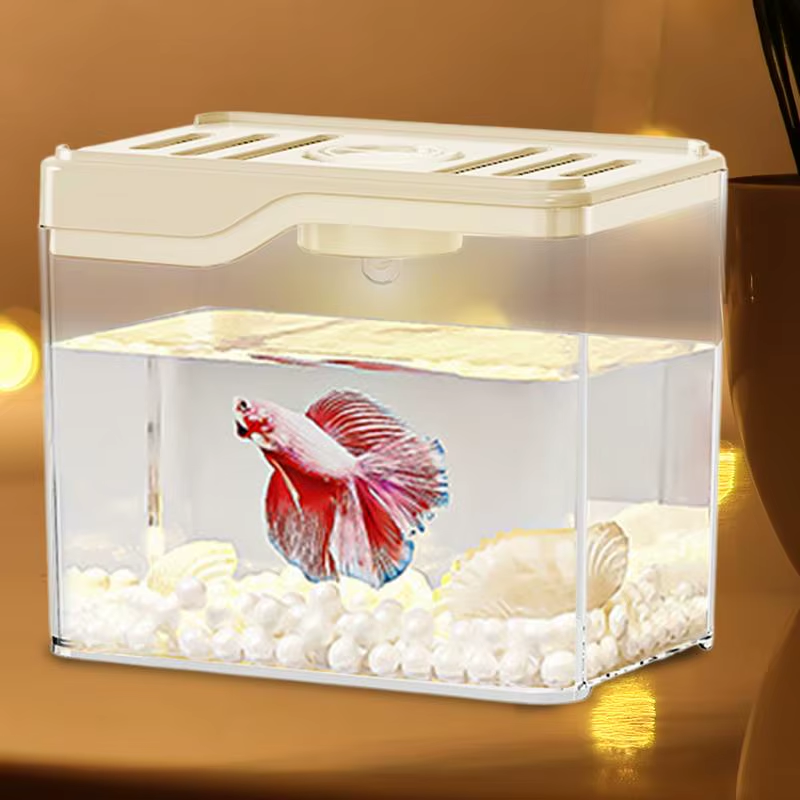 Lightweight Sturdy Fish Tank Bowl Desktop Fish Bowl Room Decor Features Colorful