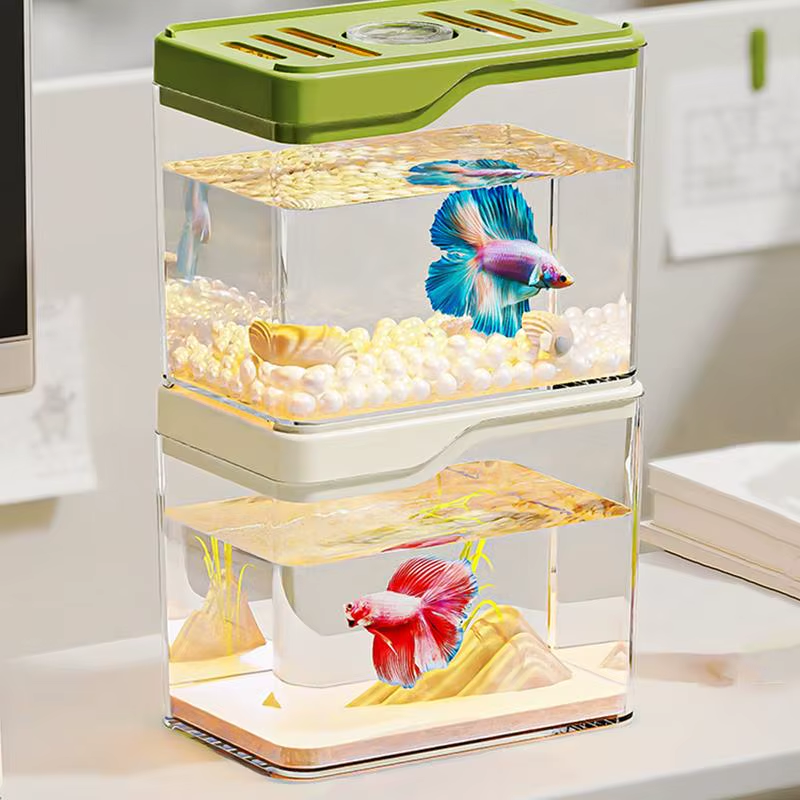 Lightweight Sturdy Fish Tank Bowl Desktop Fish Bowl Room Decor Features Colorful