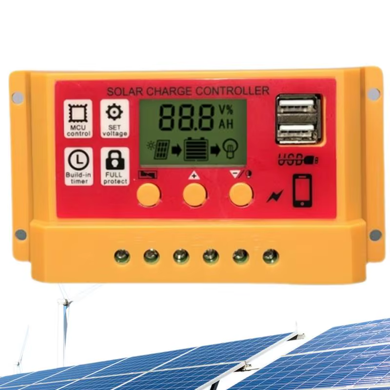 Solar Battery Controller 12V/24V Regulator with Adjustable LCD Double USB Port P