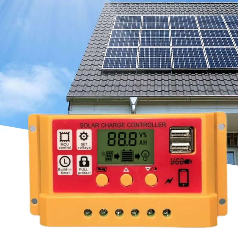 Solar Battery Controller 12V/24V Regulator with Adjustable LCD Double USB Port P