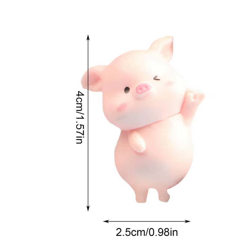 Miniature Resin Pig Cake Toppers Water Resistant Multi-Purpose Vivid Cute Pig Fi