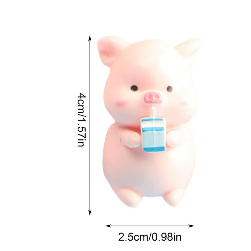 Miniature Resin Pig Cake Toppers Water Resistant Multi-Purpose Vivid Cute Pig Fi