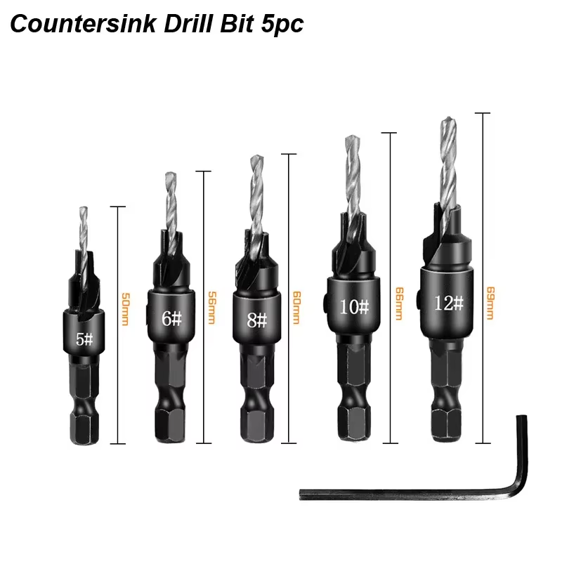 Conical Drill Bit Countersink Woodwork Pilot Holes HSS Universal Counterbore Cut