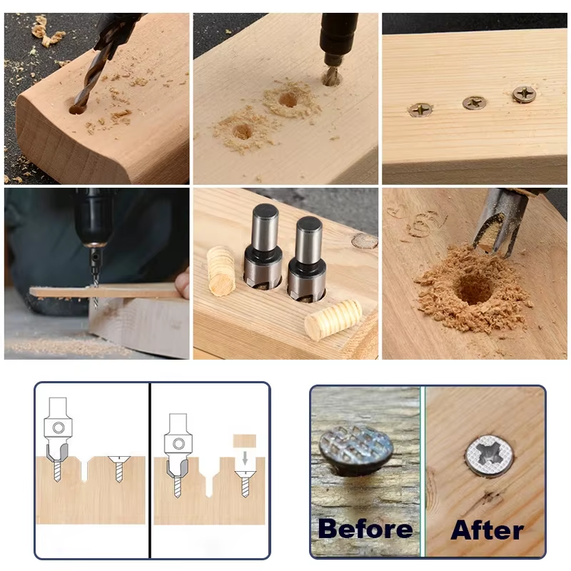 Conical Drill Bit Countersink Woodwork Pilot Holes HSS Universal Counterbore Cut