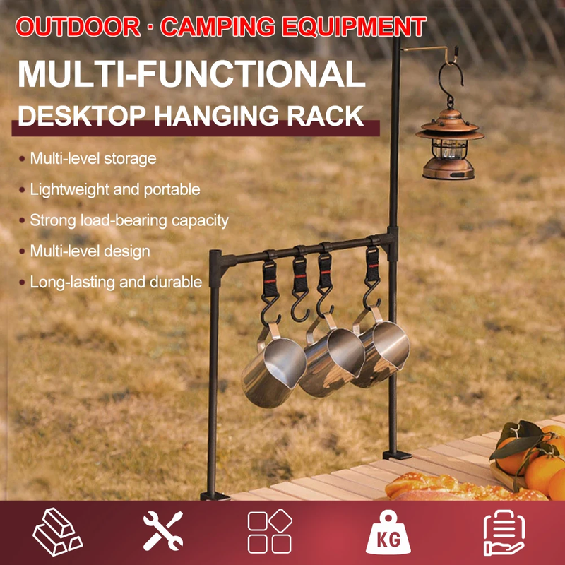 Camping Storage Bracket with Hook Picnic Tableware Rack Multifunction Tableware