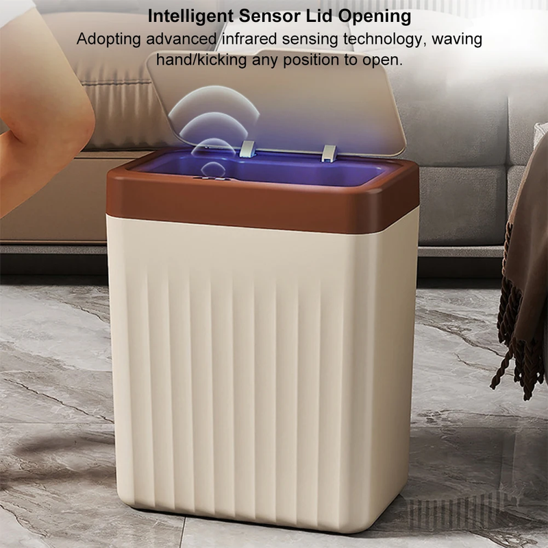 Hands Free Garbage Bucket Waterproof Sealed Garbage Can Battery Powered Touchles