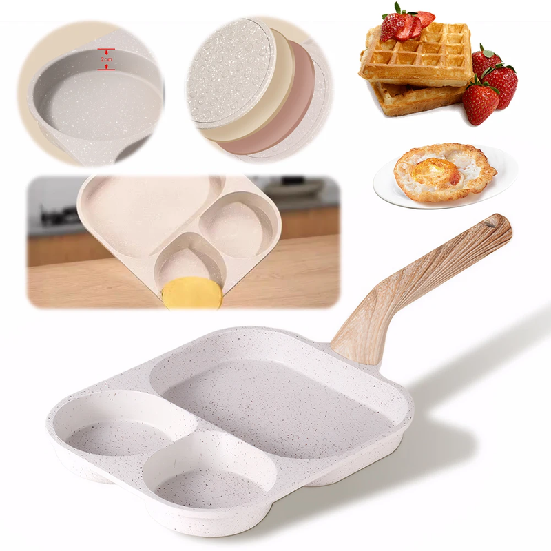 3 in 1 Egg Frying Pan for Breakfast Pancake Burger Sandwiches Nonstick Easy Clea