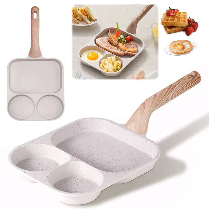 3 in 1 Egg Frying Pan for Breakfast Pancake Burger Sandwiches Nonstick Easy Clea