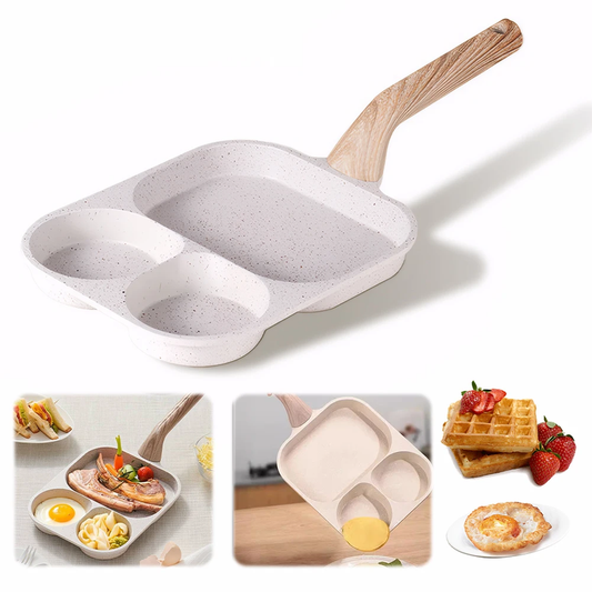 3 in 1 Egg Frying Pan for Breakfast Pancake Burger Sandwiches Nonstick Easy Clea