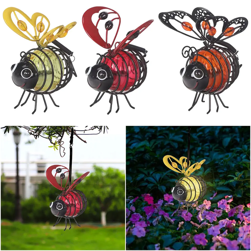 Solar Iron Insect Statue with LED Fairy Light Solar Fairy Lights Outdoor Hanging