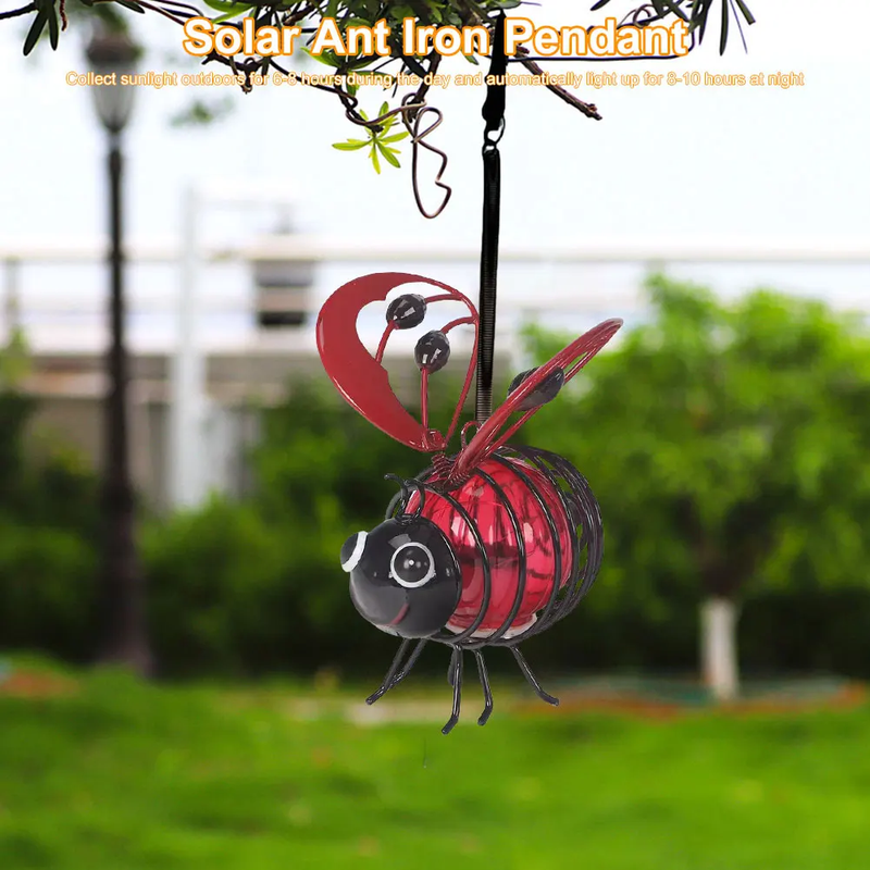 Solar Iron Insect Statue with LED Fairy Light Solar Fairy Lights Outdoor Hanging