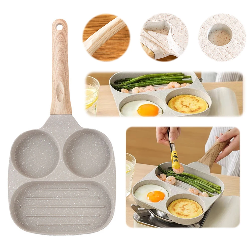 Medical Stone Omelette Pan Nonstick Granite Omelette Skillet 3-Cup Grill Pan for