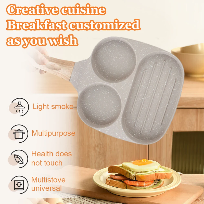 Medical Stone Omelette Pan Nonstick Granite Omelette Skillet 3-Cup Grill Pan for