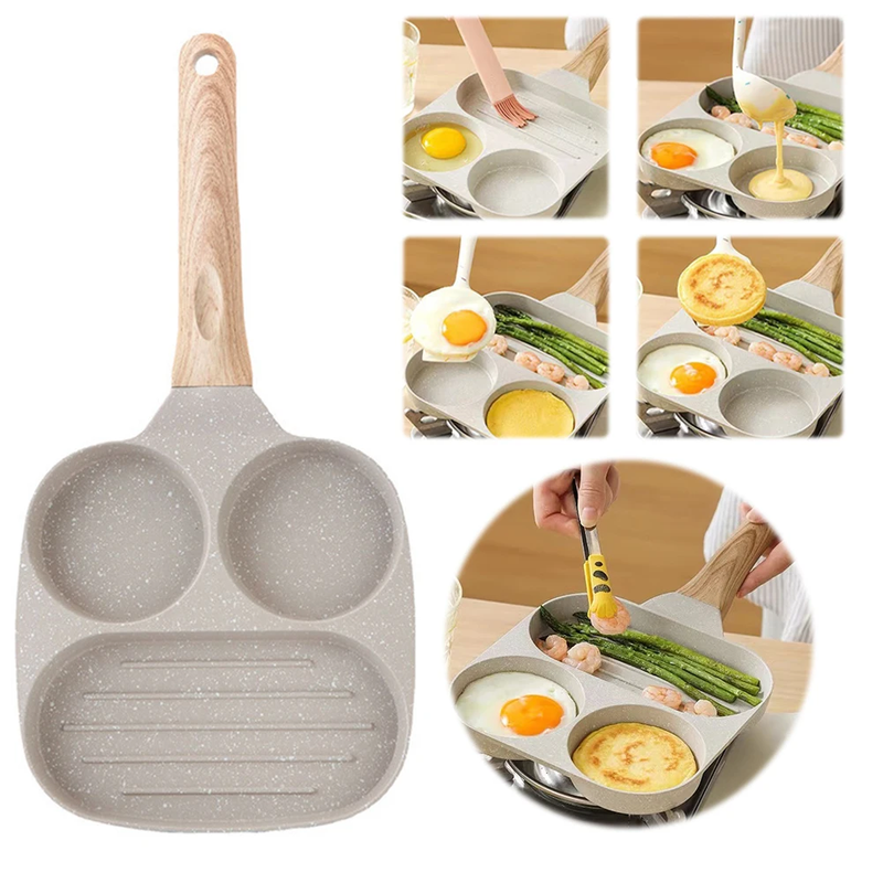 Medical Stone Omelette Pan Nonstick Granite Omelette Skillet 3-Cup Grill Pan for