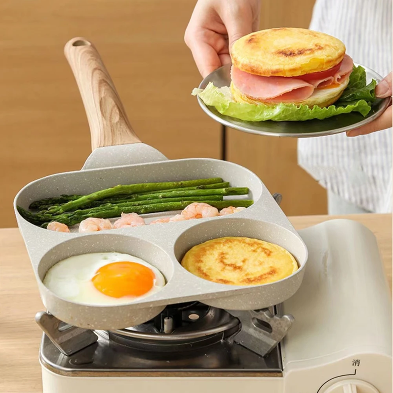Medical Stone Omelette Pan Nonstick Granite Omelette Skillet 3-Cup Grill Pan for