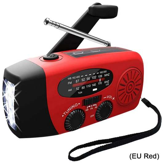 2000Mah Power Bank Charger with LED Flashlight Emergency Hand Crank Radio Solar