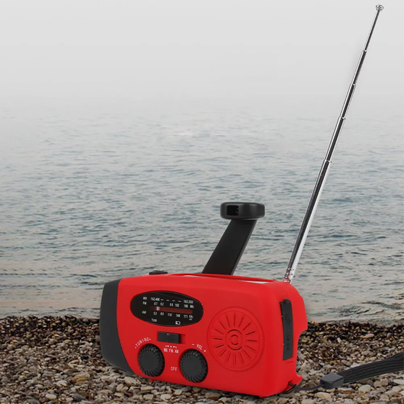 2000Mah Power Bank Charger with LED Flashlight Emergency Hand Crank Radio Solar