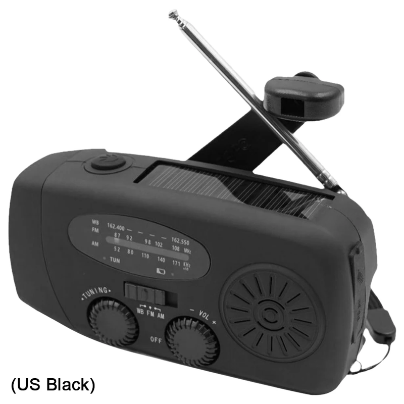 2000Mah Power Bank Charger with LED Flashlight Emergency Hand Crank Radio Solar