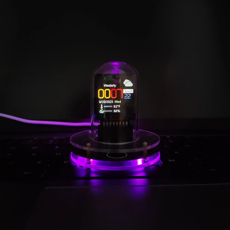 Smart Wifi Glow Tube Clock Weather Station Multi-Function Glow Tube Clock Decora